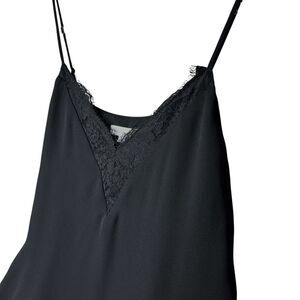 Socialite Women's Small Lace Trim Adjustable Strap Camisole Top in Black Lined